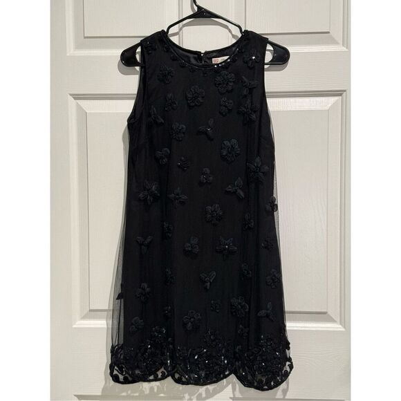 Red Valentino Beaded Embroidered Floral Appliqué Black Sleeveless Lined Dress 40 - Picture 1 of 16